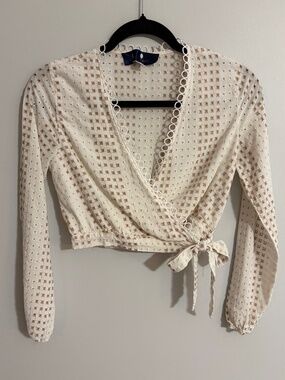 Francesca's eyelet wrap crop top